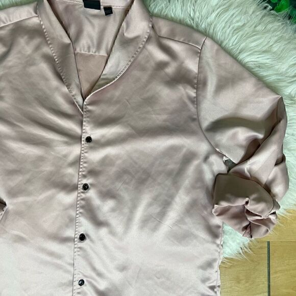 ASOS pink blush pajama satin style top size L - Picture 10 of 12